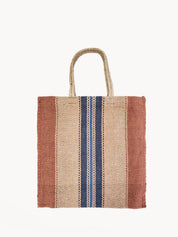 Approximately 16”tall x 16"wide / Handle drop 7". 100% Handwoven Jute Fabric. Color Natural, Brown and Multicolor. Handmade. Sustainable. Jute Tote bag.