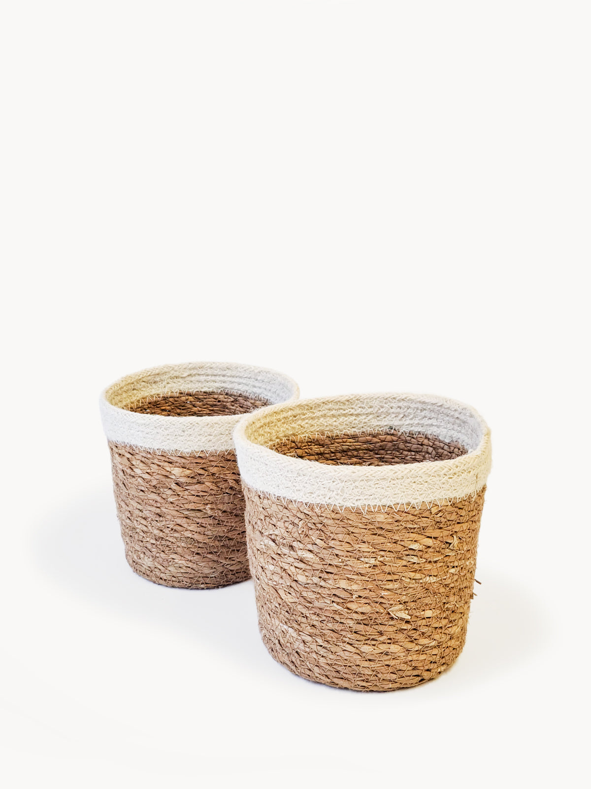 seagrass with natural jute accent at the top.  2 sizes. or set of 2. 