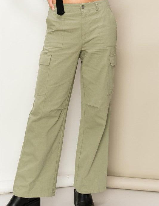 Weekend and Chill High Waist Cargo Pants - Sunday Golden