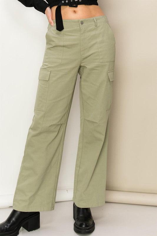 Weekend and Chill High Waist Cargo Pants - Sunday Golden