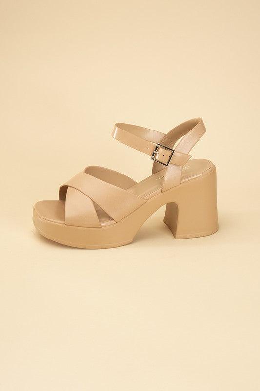 Tara Crisscross Sandal with Heel - Sunday Golden