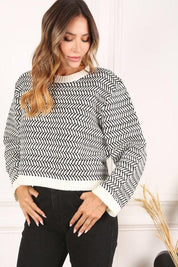 Aria Herringbone Crew Neck - Sweater - Sunday Golden