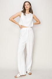 D-Linen Blended Top and Pants Set - Sunday Golden