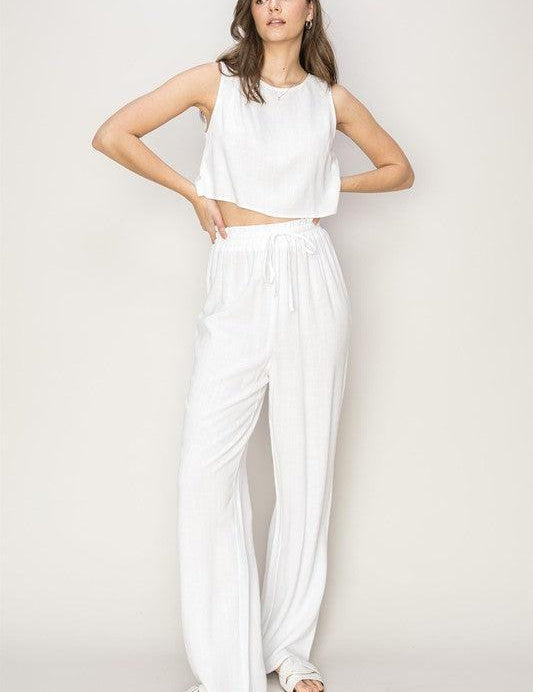 D-Linen Blended Top and Pants Set - Sunday Golden