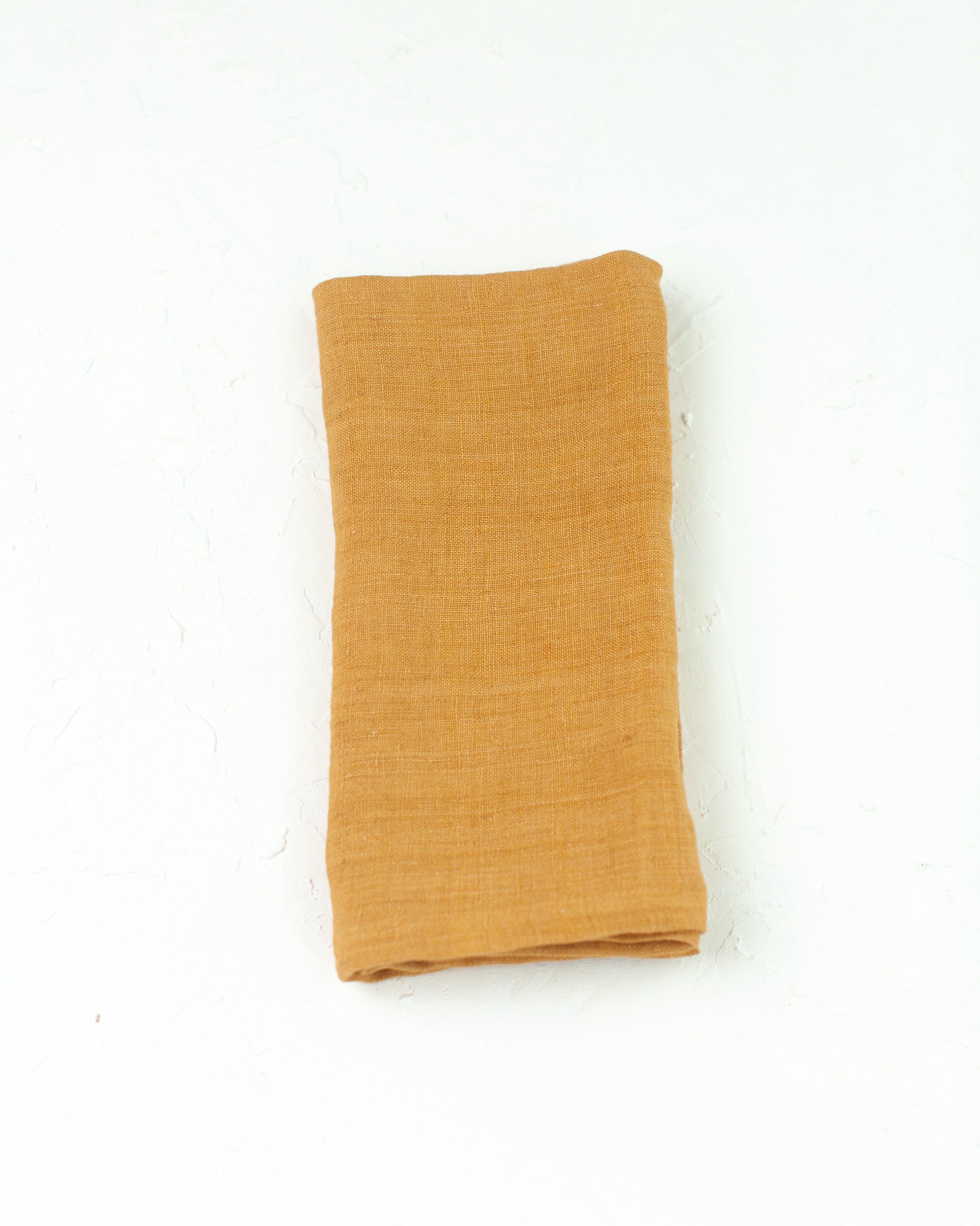 Stone Washed Linen Hemmed Dinner Napkins - Sunday Golden