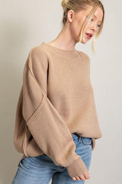 Oversized Homebody Long Sleeve Ribbed Sweater - Sunday Golden