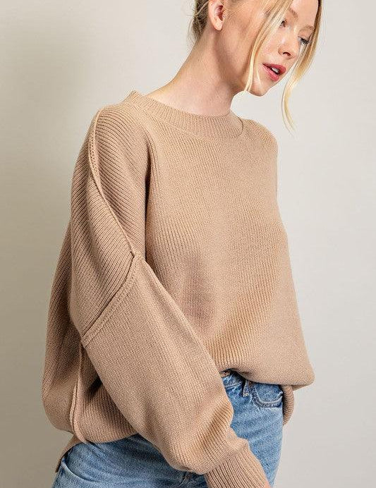 Oversized Homebody Long Sleeve Ribbed Sweater - Sunday Golden