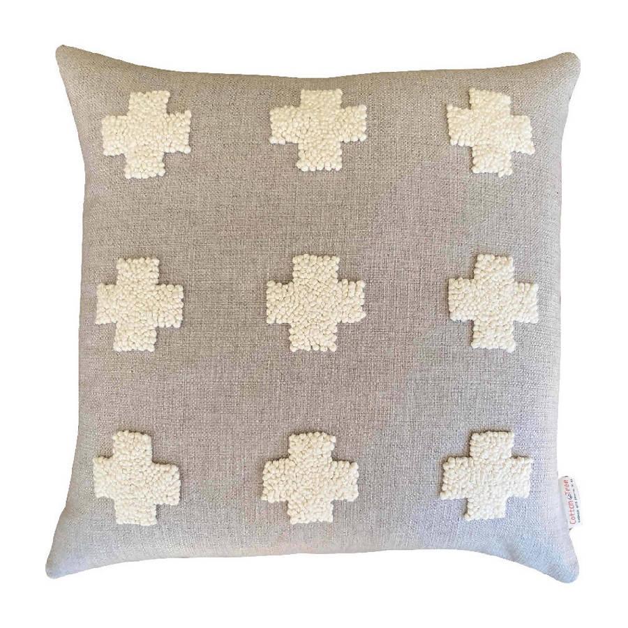 Punch Needle Naturals Pillow | Crosses - Sunday Golden