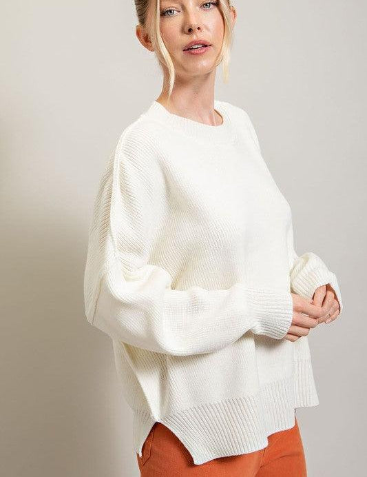 Oversized Homebody Long Sleeve Ribbed Sweater - Sunday Golden