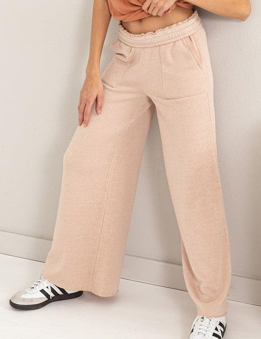 High Rise Wide Leg Drawstring Pants - Sunday Golden