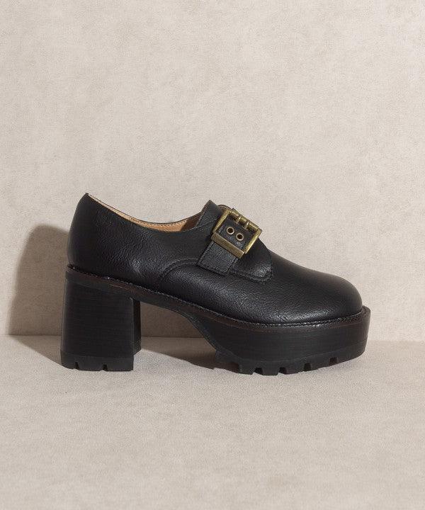 Sarah - Buckled Platform Loafers - Sunday Golden