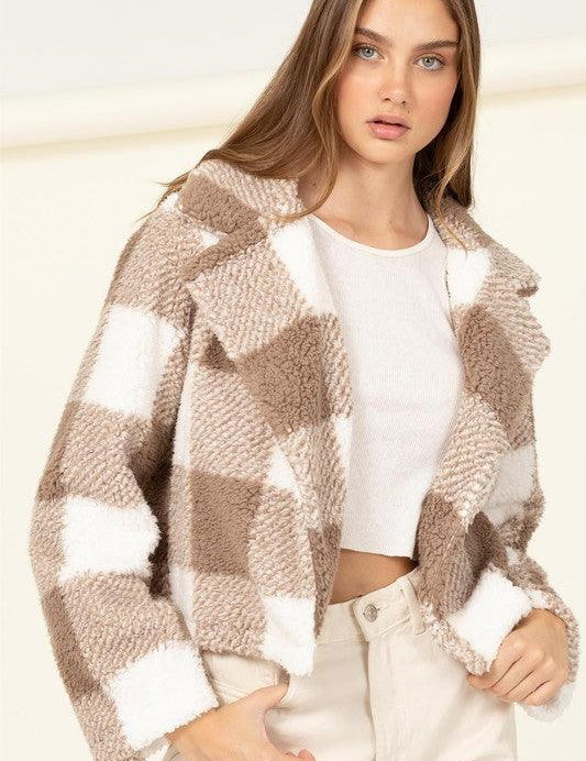 Lucky - Plaid Pattern Cozy Jacket - Sunday Golden