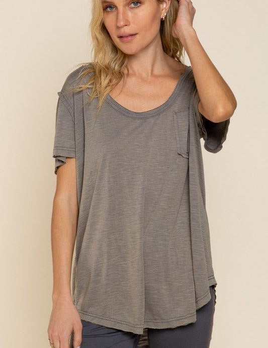 Sasha Short Sleeve Scoop Neck Top - Sunday Golden