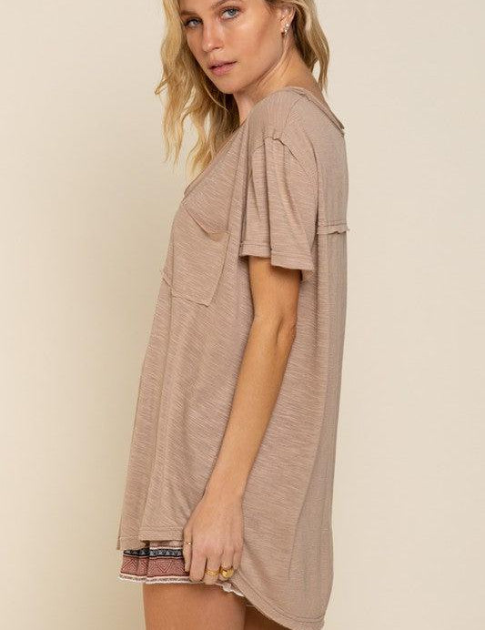 Sasha Short Sleeve Scoop Neck Top - Sunday Golden