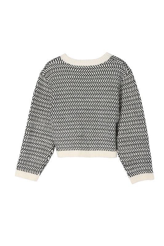 Aria Herringbone Crew Neck - Sweater - Sunday Golden