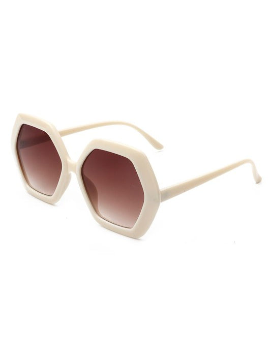 100% UVA and UVB Protection. Geometric Polygon Square Fashion Sunglasses. white.. 