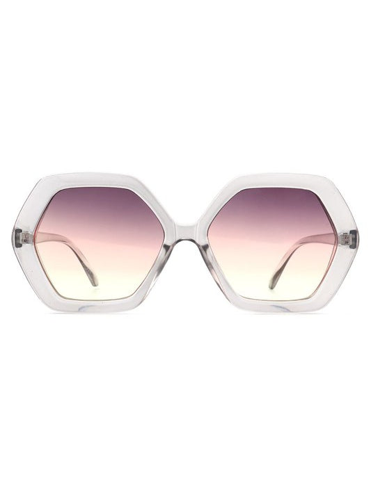 100% UVA and UVB Protection. Geometric Polygon Square Fashion Sunglasses. clear.