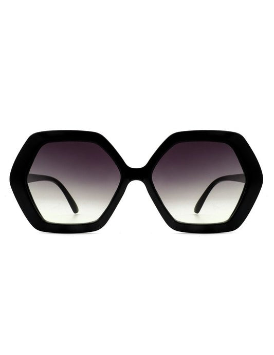 100% UVA and UVB Protection. Geometric Polygon Square Fashion Sunglasses. black.