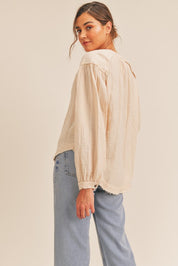 Daisy Distressed Button Down Top