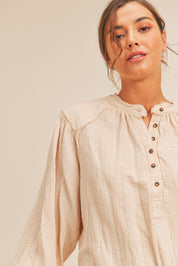 Daisy Distressed Button Down Top