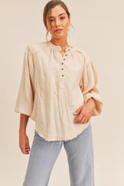 Daisy Distressed Button Down Top