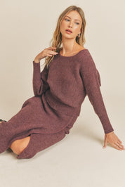 Ribbed Knit Dolman Sleeve Sweater