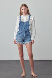 Frayed Overall Romper - Sunday Golden