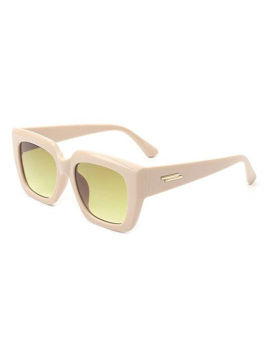 Square Retro Oversize Flat Cat Eye Sunglasses. Nude Color .  Nude Color thick frames. 