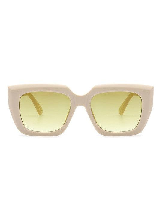 Square Retro Oversize Flat Cat Eye Sunglasses. Nude Color .  Nude Color thick frames. 