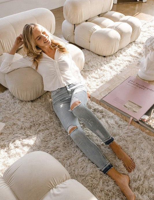 Mid Rise Crop Skinny Denim - Sunday Golden