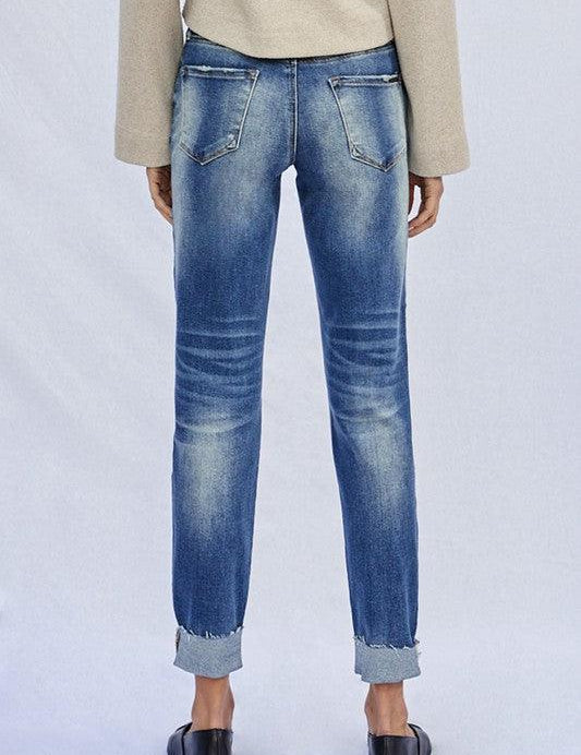 Raw Hem Boyfriend Jeans - Sunday Golden