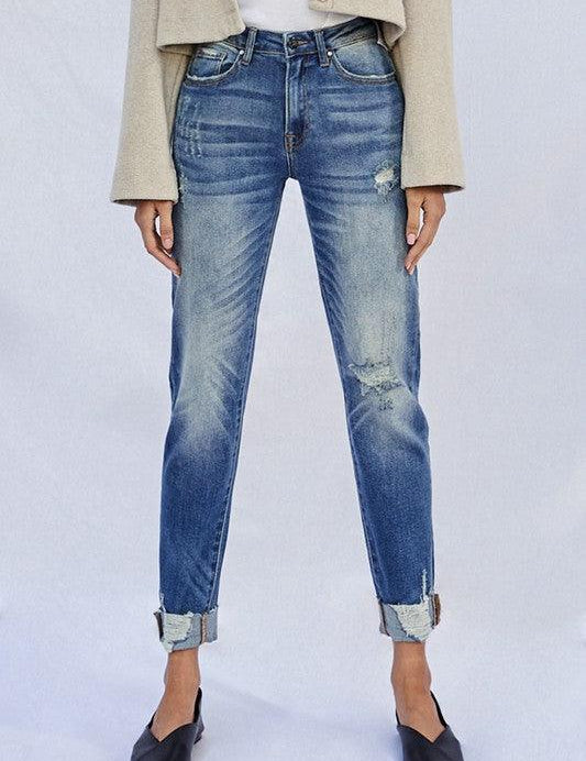 Raw Hem Boyfriend Jeans - Sunday Golden