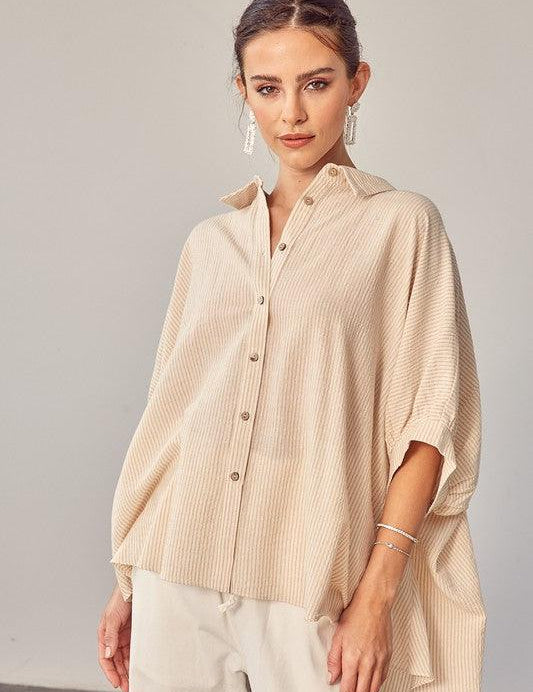 Striped Button Up Shirt - Sunday Golden