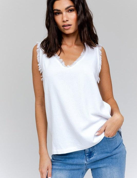 Frankie Frayed Tank Top - Sunday Golden