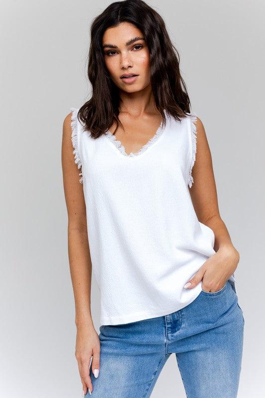 Frankie Frayed Tank Top - Sunday Golden