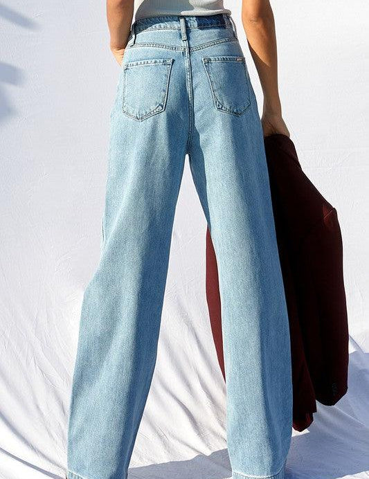 Super High Waist Wide Straight Jeans - Sunday Golden