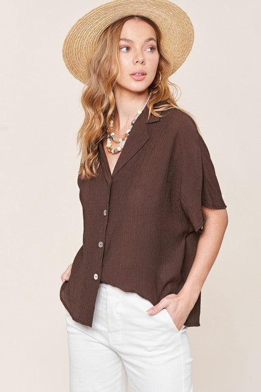 Zoey Button Down Shirt - Sunday Golden