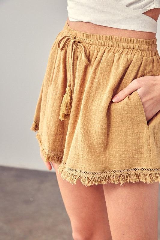 Kodi Fringe Shorts - Sunday Golden