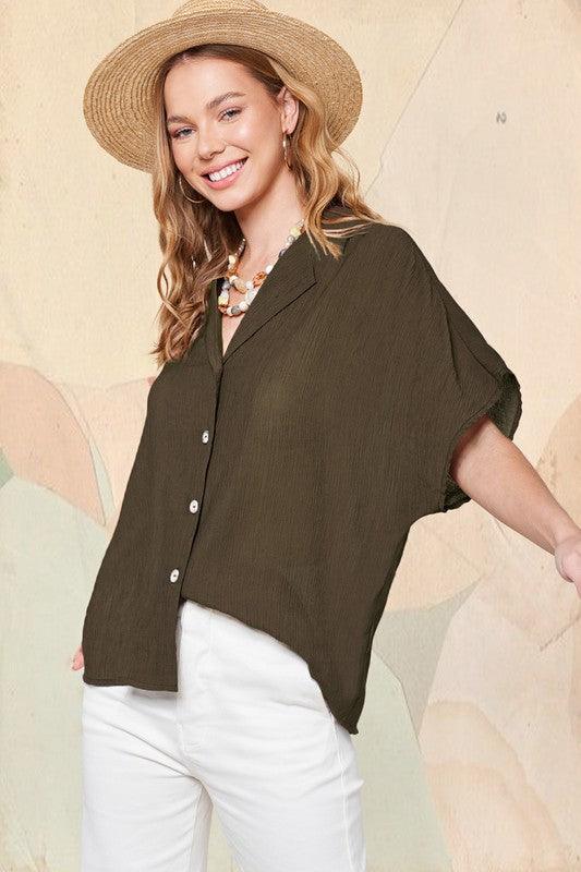 Zoey Button Down Shirt - Sunday Golden