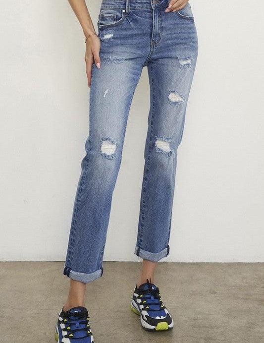 Mid Rise Slim Boyfriend Jeans - Sunday Golden