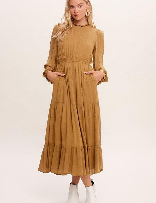 Amanda Feminine Boho Inspired Maxi Woven Dress - Sunday Golden