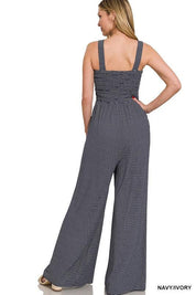 Smocked Striped Jumpsuit - Sunday Golden