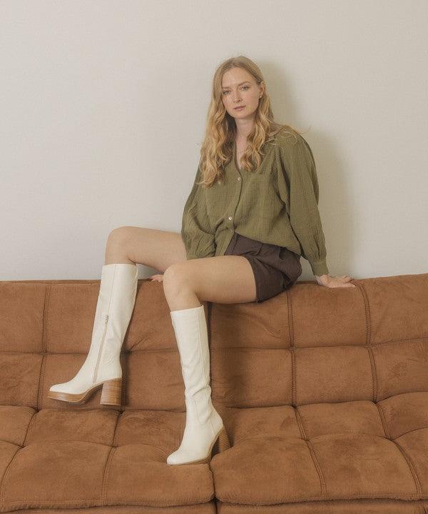 Juniper - Platform Knee-High Boots - Sunday Golden