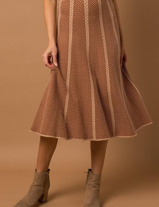 Herringbone Sweater Skirt - Sunday Golden