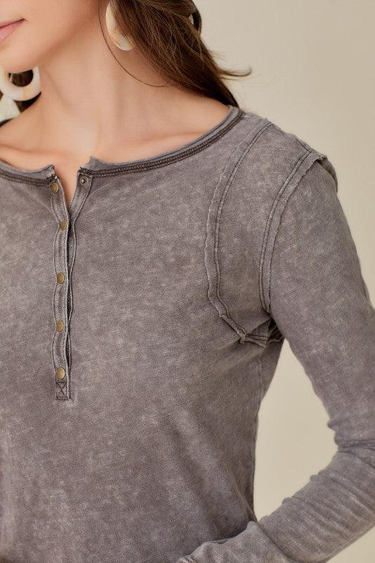 Raw Edge Button Top - Sunday Golden