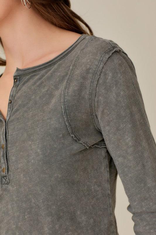 Raw Edge Button Top - Sunday Golden