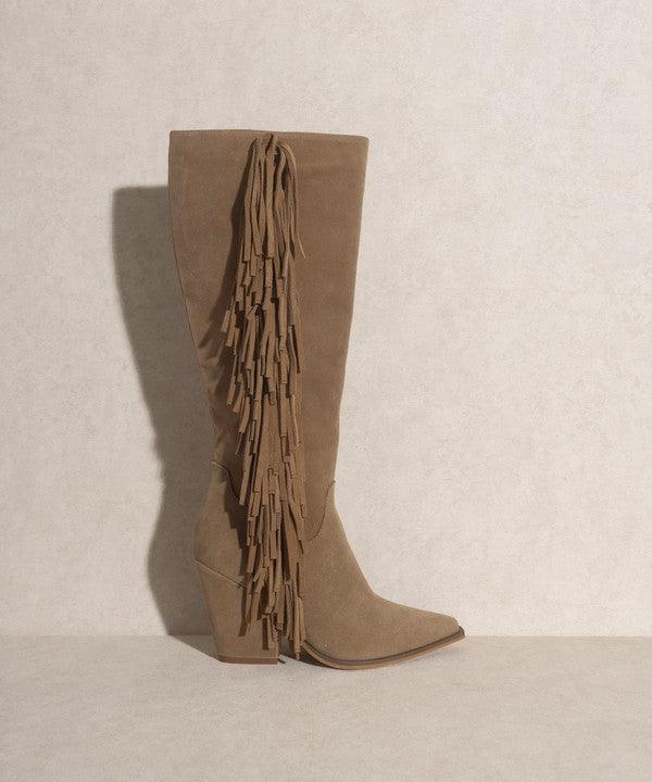 WAY OUT WEST - Knee-High Fringe Boots - Sunday Golden