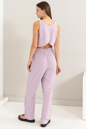 D-Linen Blended Top and Pants Set - Sunday Golden