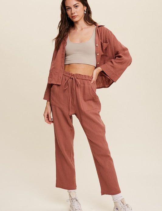 Long Sleeve Button Down and Long Pants Sets