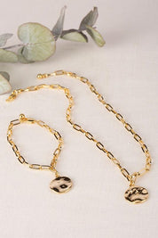 Coin Pendant Clip Chain Bracelet and Necklace Set - Sunday Golden